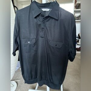 idletime shirt Men’s Large Black Collared Button Up Polo Pockets NWOT